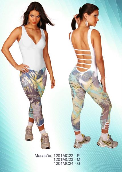 Macacão Estampado Tiras Branco