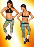 Conjunto Estampado Listrado Laranja Tam M