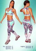 Conjunto Estampado Folhagem Verde Água Tam M